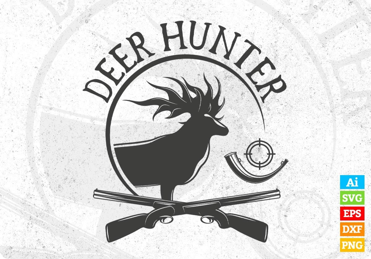 Deer Hunter Hunting T shirt Design In Svg Png Cutting Printable Files