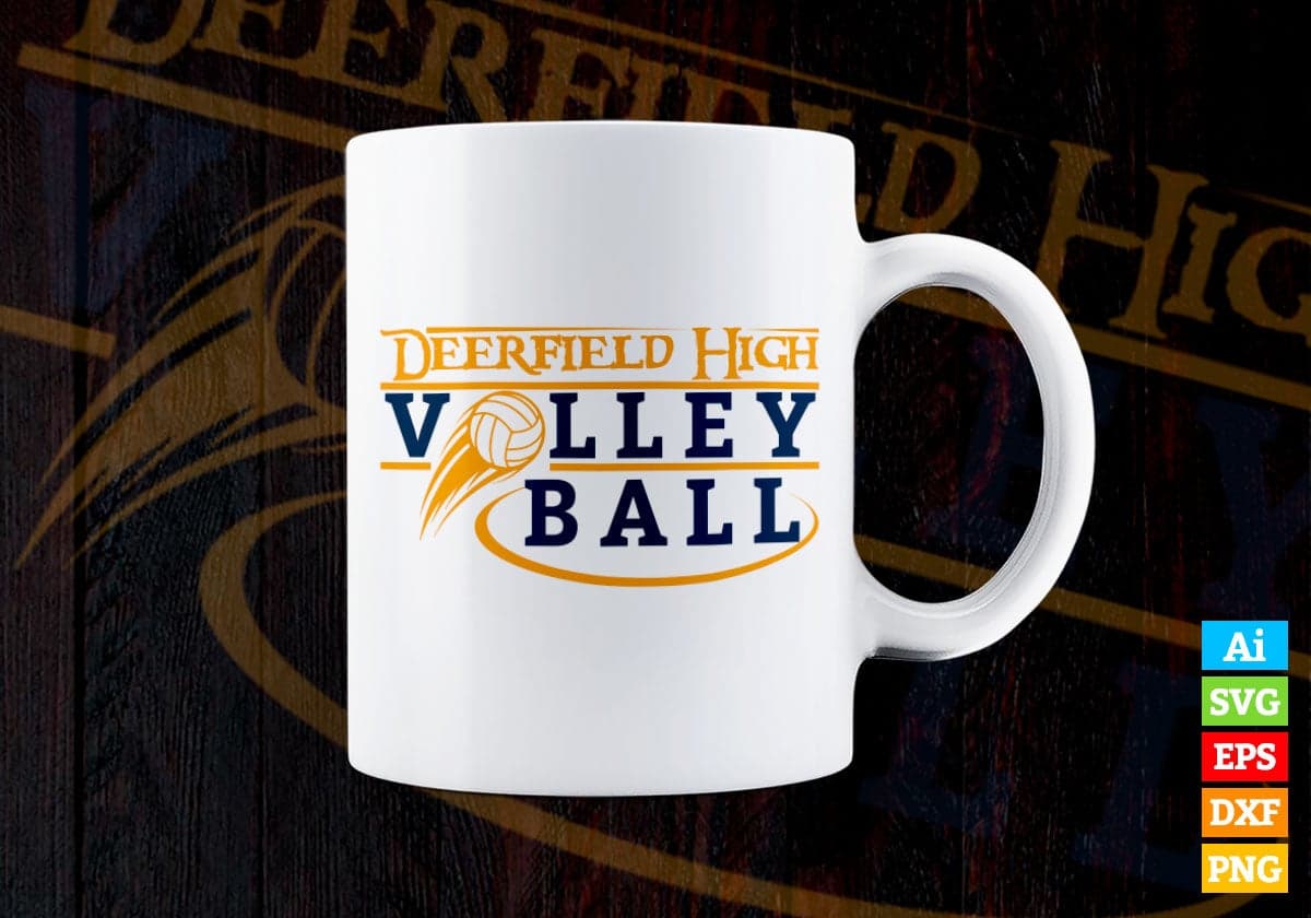Deerfield High Volleyball Vector T-shirt Design in Ai Svg Png Files