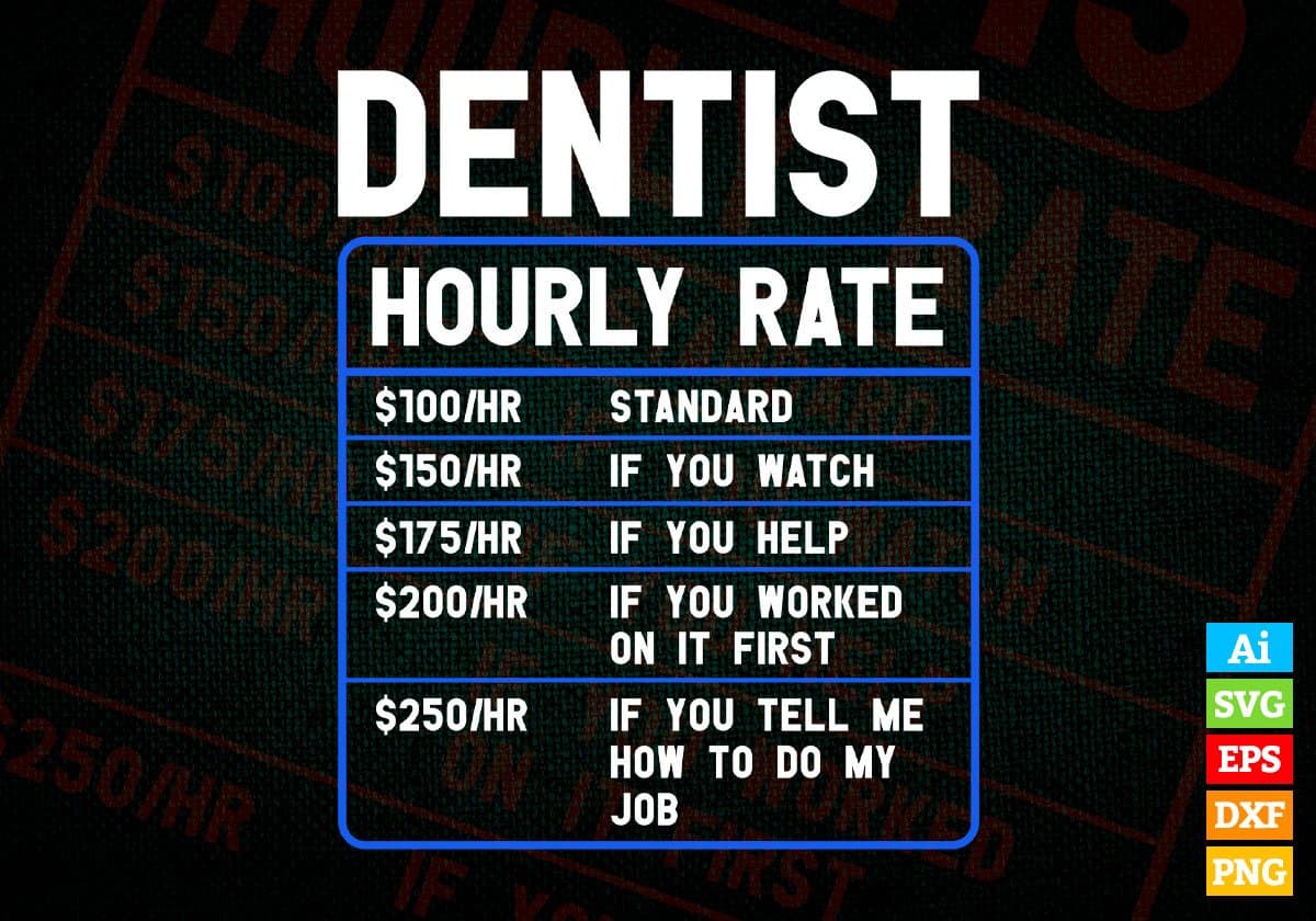 Dentist Hourly Rate Editable Vector T-shirt Designs In Svg Png Printable Files