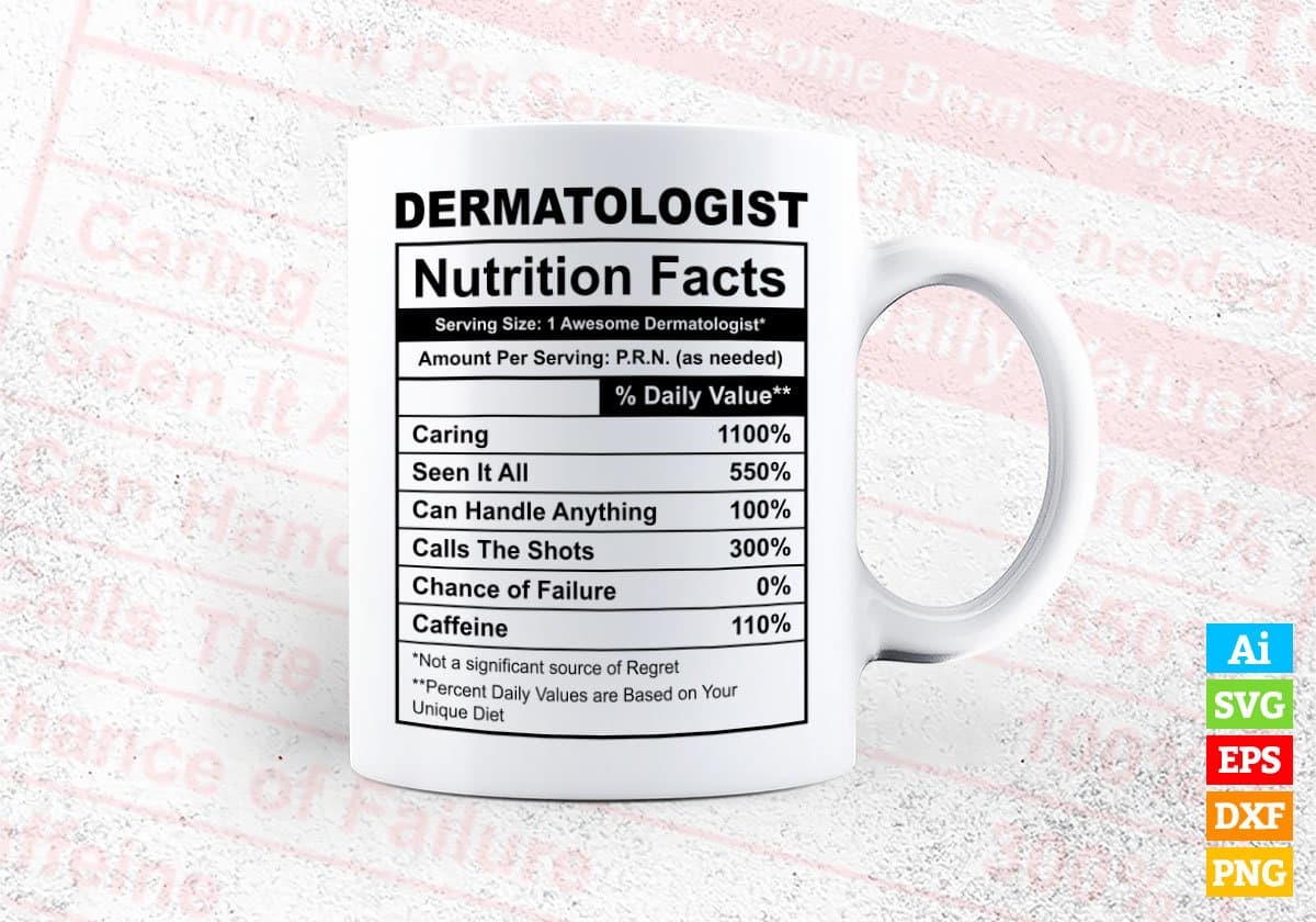 Dermatologist Nutrition Facts Editable Vector T-shirt Design in Ai Svg Files