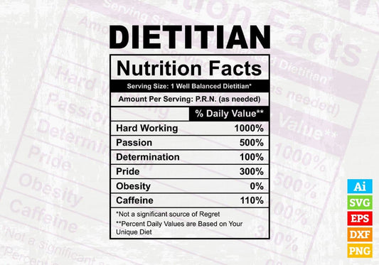 Dietitian Nutrition Facts Editable Vector T-shirt Design in Ai Svg Files