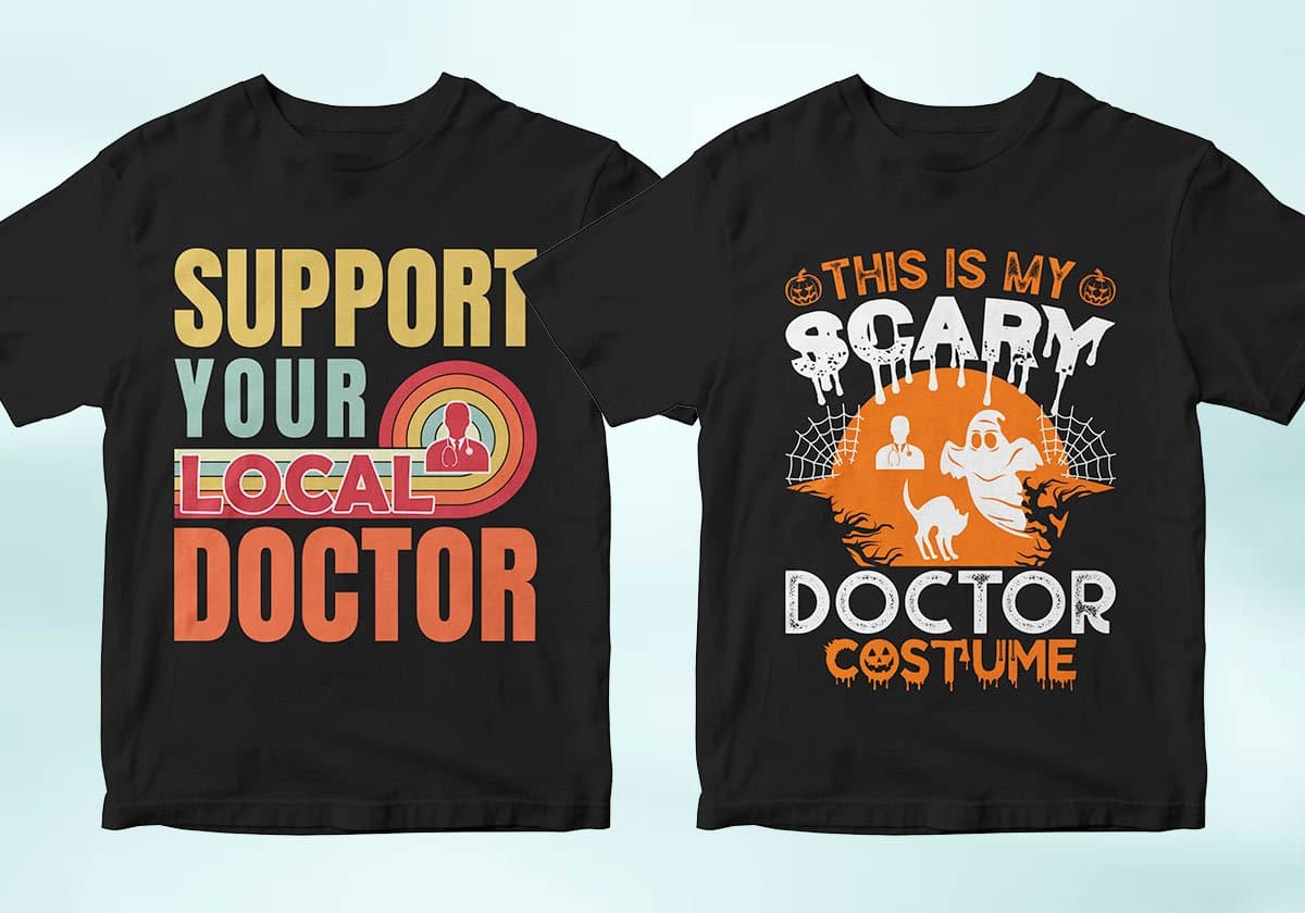 Doctor 25 Editable T-shirt Designs Bundle