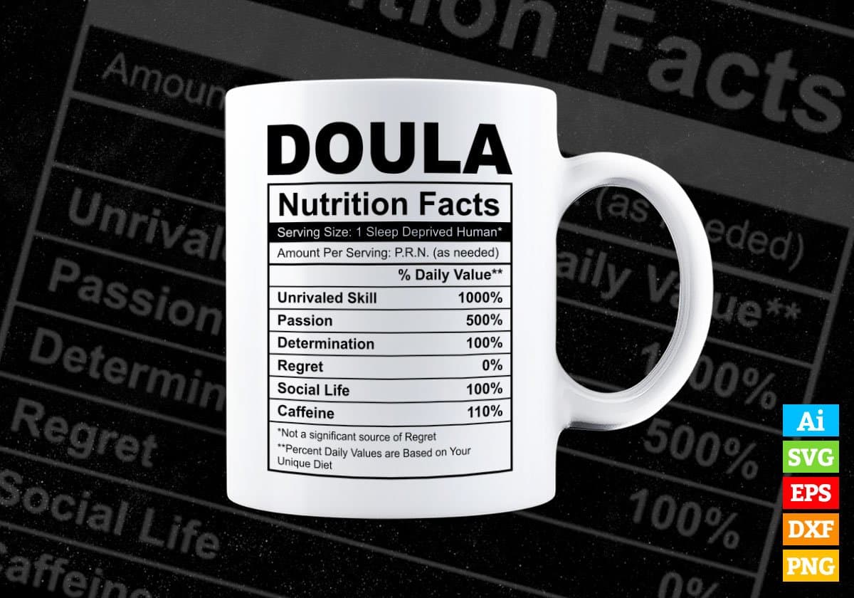 Doula Nutrition Facts Editable Vector T shirt Design In Svg Png Printable Files
