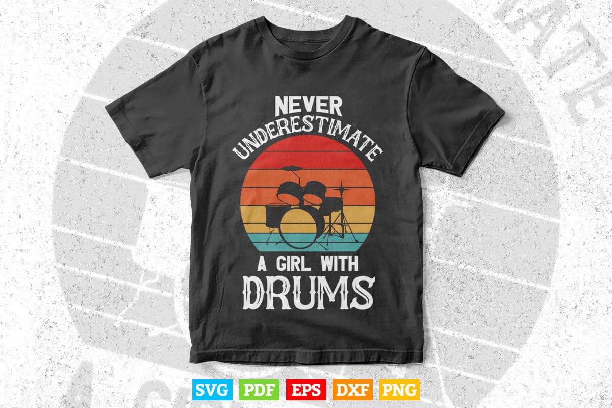 Drum set Percussion Drummer Women Girls Kids Gift Drums Svg T shirt