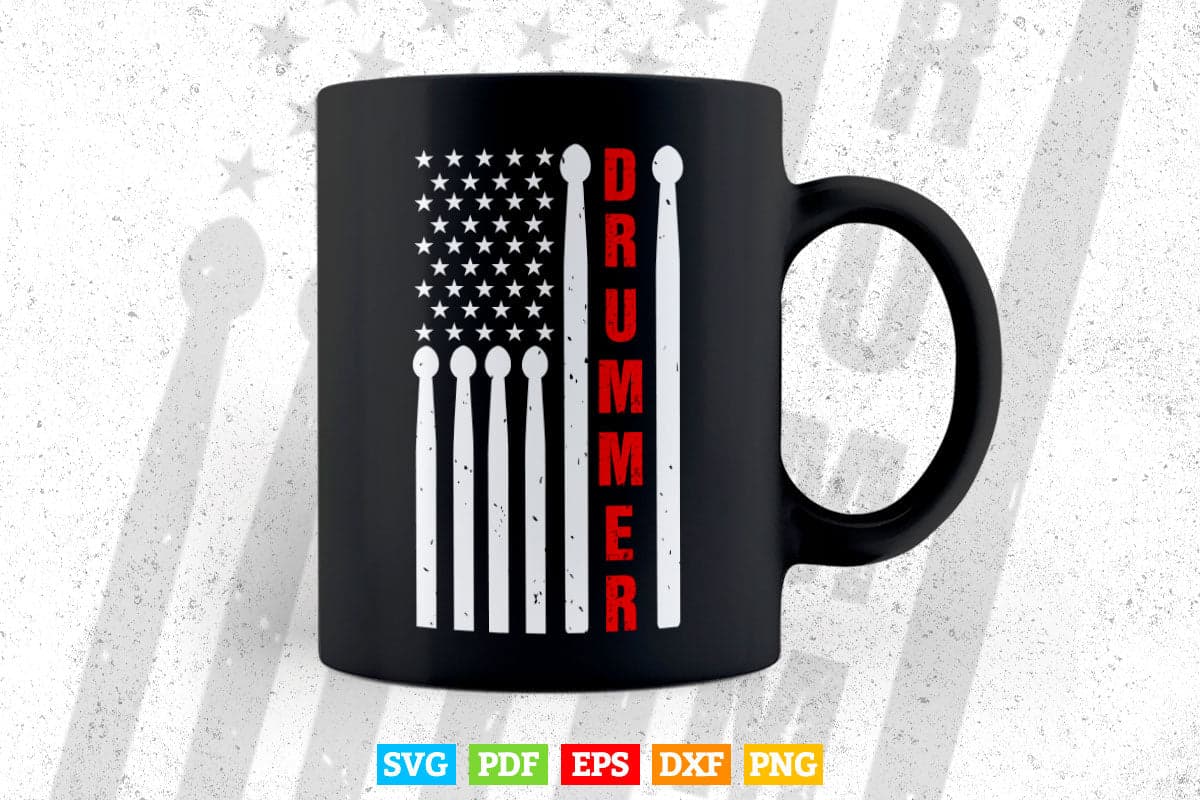 Drummer Vintage American Flag Drumming 4th of July Svg T shirt