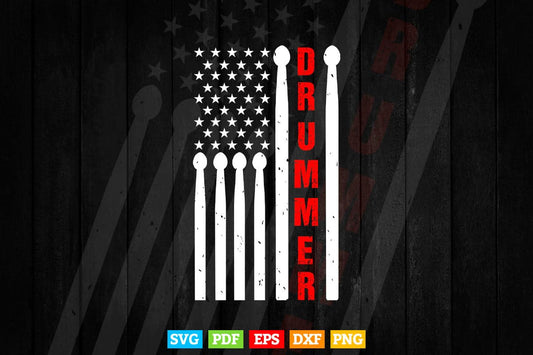Drummer Vintage American Flag Drumming 4th of July Svg T shirt