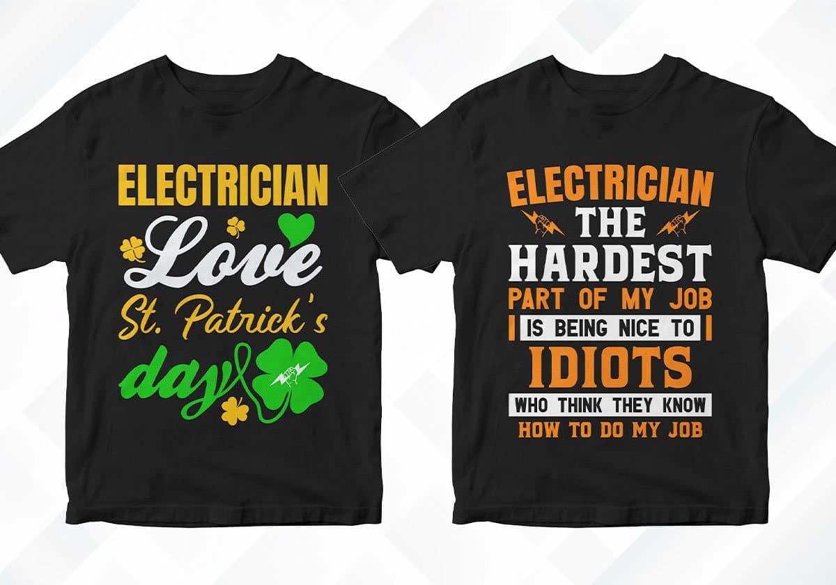 Electrician 25 Editable T-shirt Designs Bundle