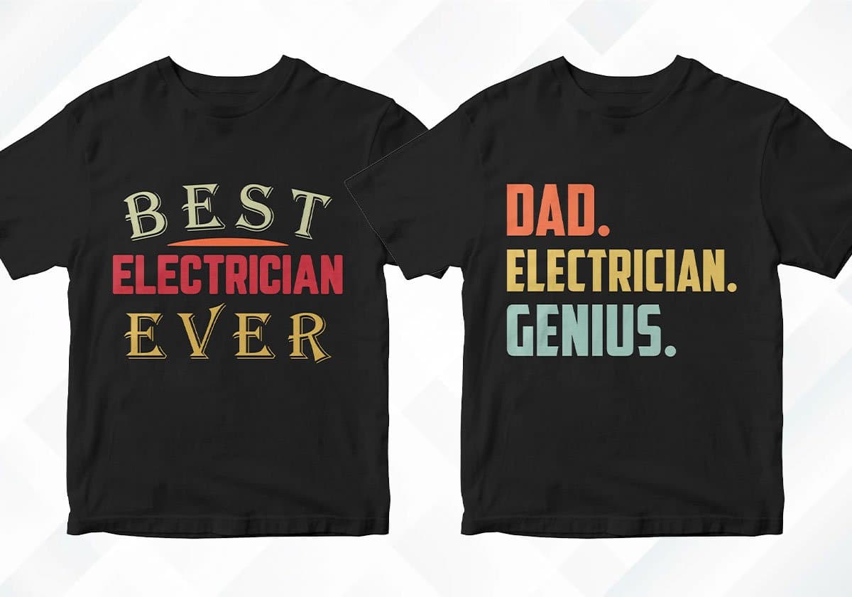 Electrician 25 Editable T-shirt Designs Bundle