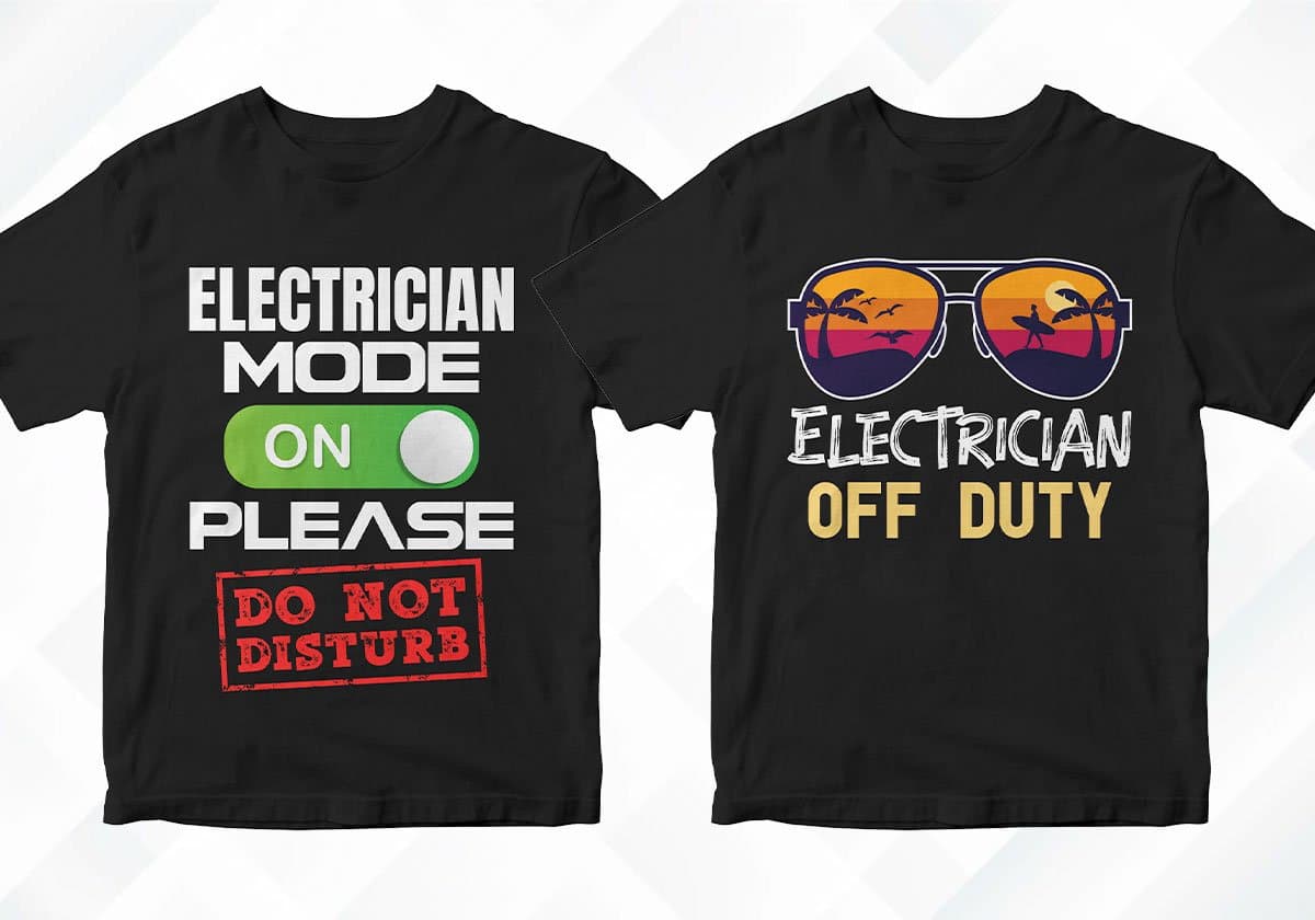 Electrician 25 Editable T-shirt Designs Bundle