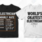 Electrician 25 Editable T-shirt Designs Bundle