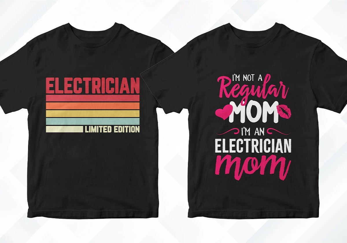 Electrician 25 Editable T-shirt Designs Bundle