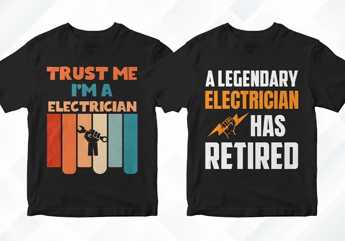 Electrician 25 Editable T-shirt Designs Bundle