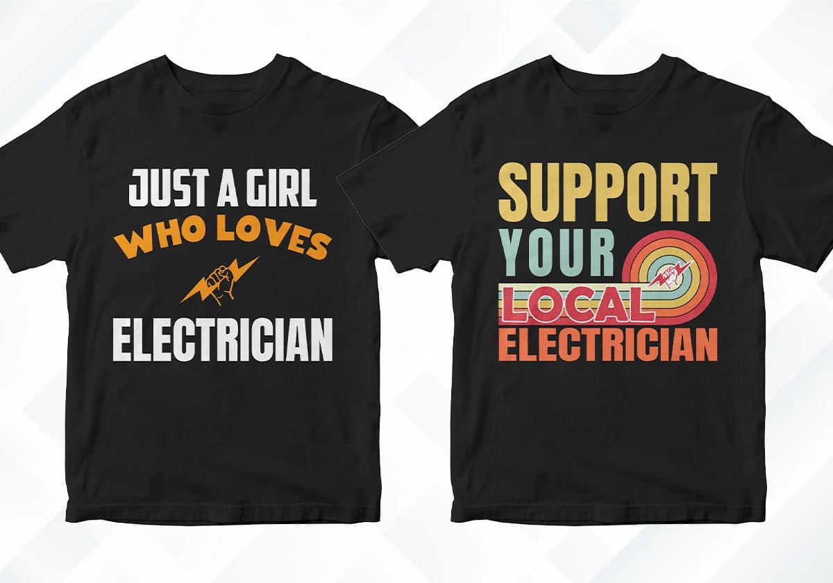 Electrician 25 Editable T-shirt Designs Bundle