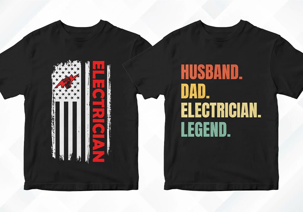 Electrician 25 Editable T-shirt Designs Bundle