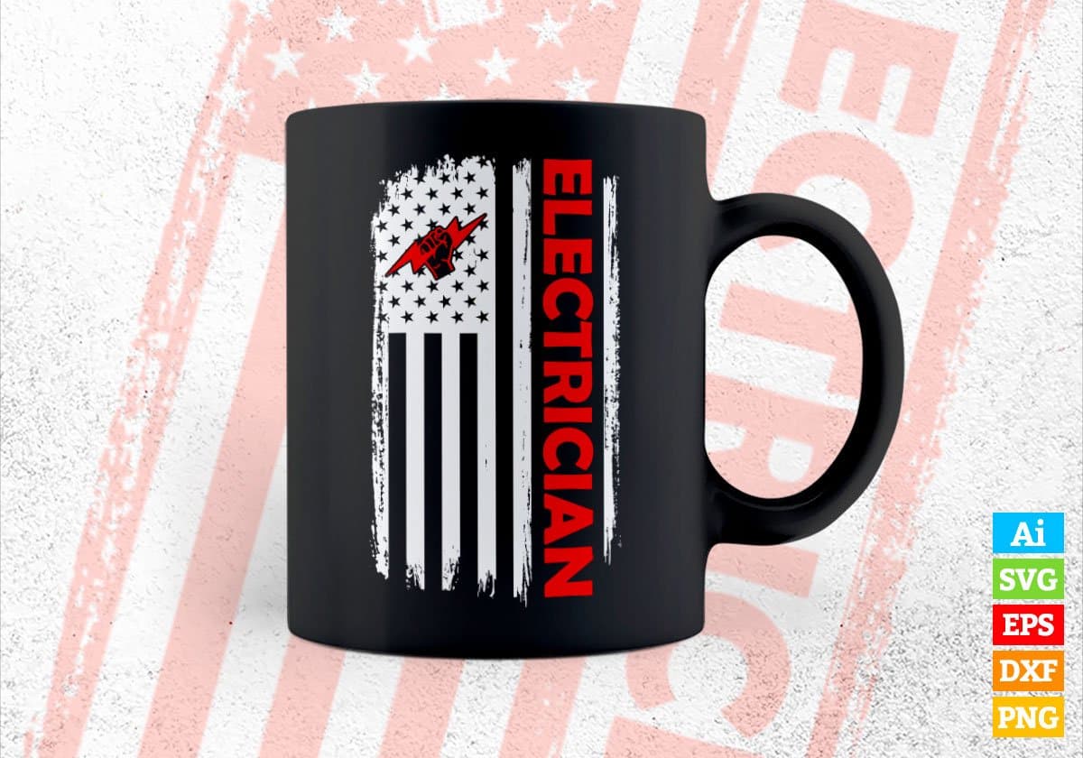 Electrician USA Flag Proud Professions Gift Editable Vector T-shirt Design in Ai Svg Files