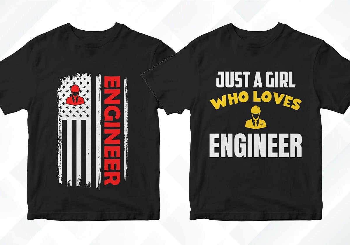Engineer 25 Editable T-shirt Designs Bundle