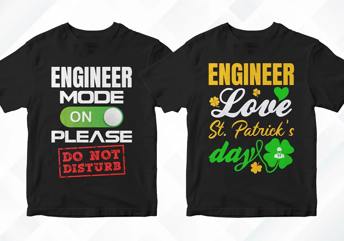 Engineer 25 Editable T-shirt Designs Bundle