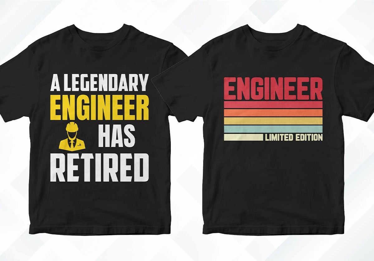 Engineer 25 Editable T-shirt Designs Bundle