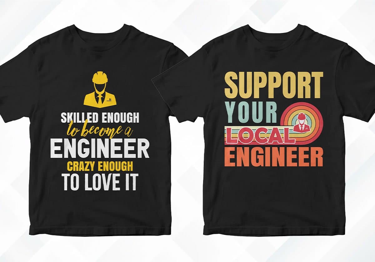 Engineer 25 Editable T-shirt Designs Bundle