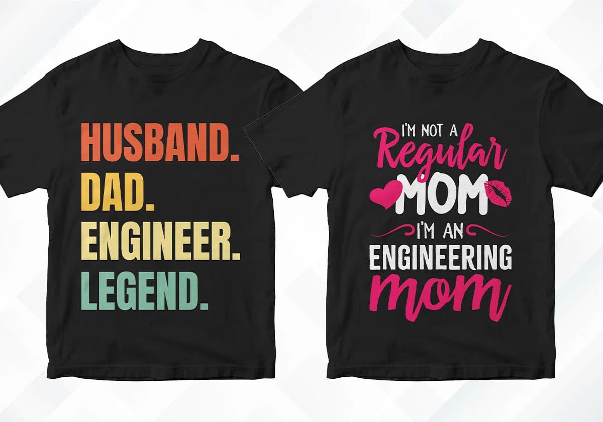 Engineer 25 Editable T-shirt Designs Bundle