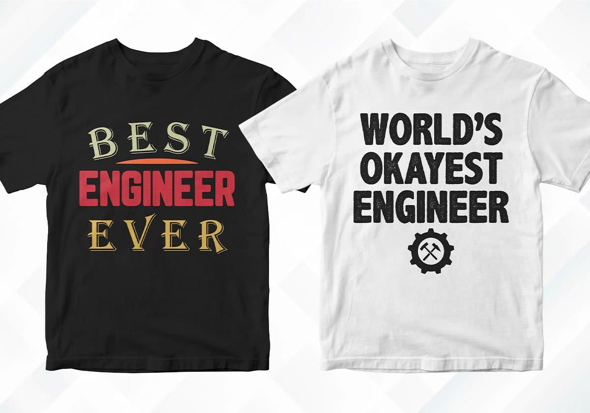 Engineer 25 Editable T-shirt Designs Bundle