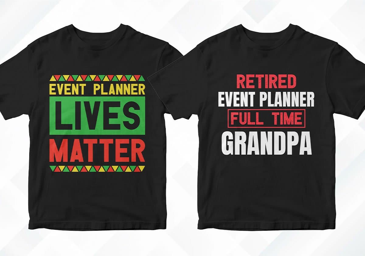 Event Planner 25 Editable T-shirt Designs Bundle