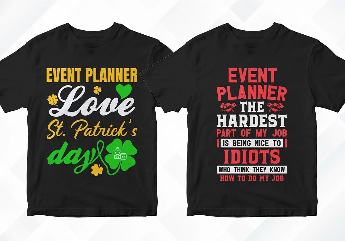 Event Planner 25 Editable T-shirt Designs Bundle