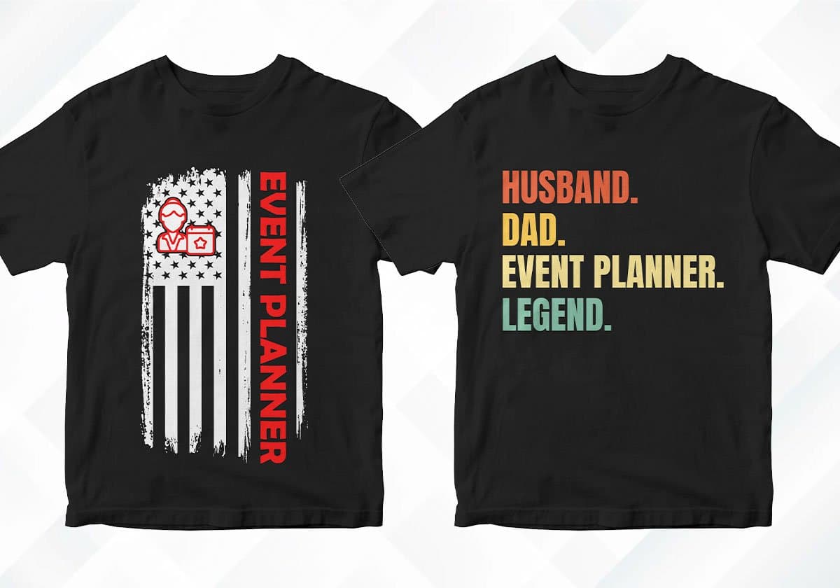 Event Planner 25 Editable T-shirt Designs Bundle