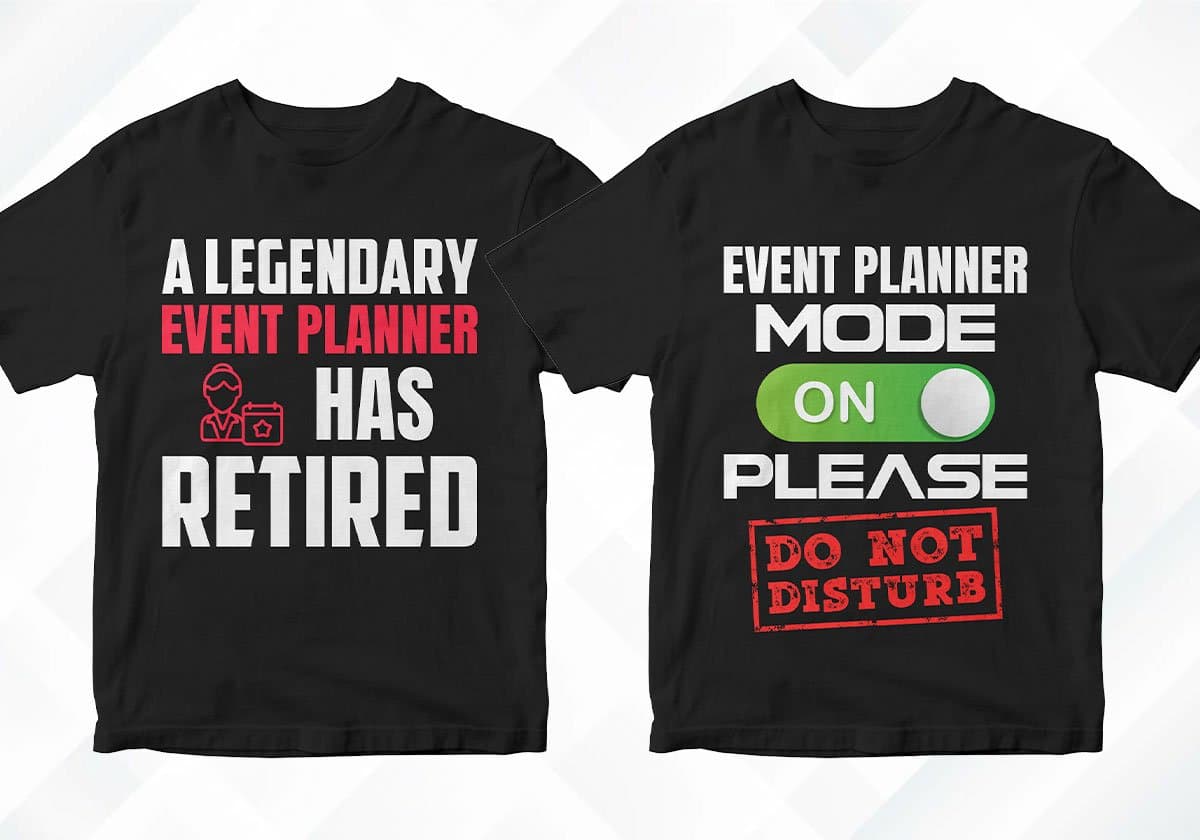 Event Planner 25 Editable T-shirt Designs Bundle