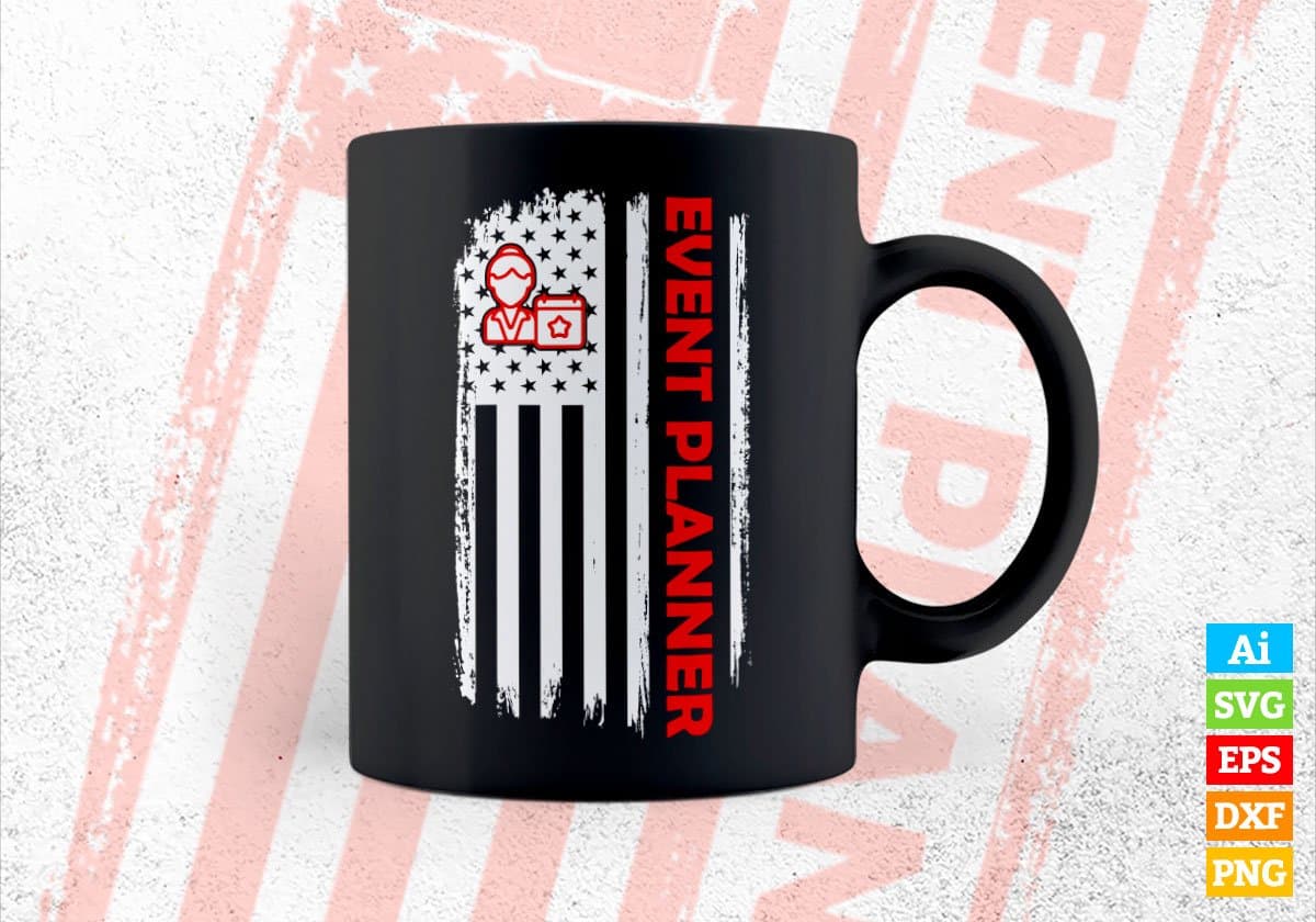 Event Planner USA Flag Proud Professions Gift Editable Vector T-shirt Design in Ai Svg Files
