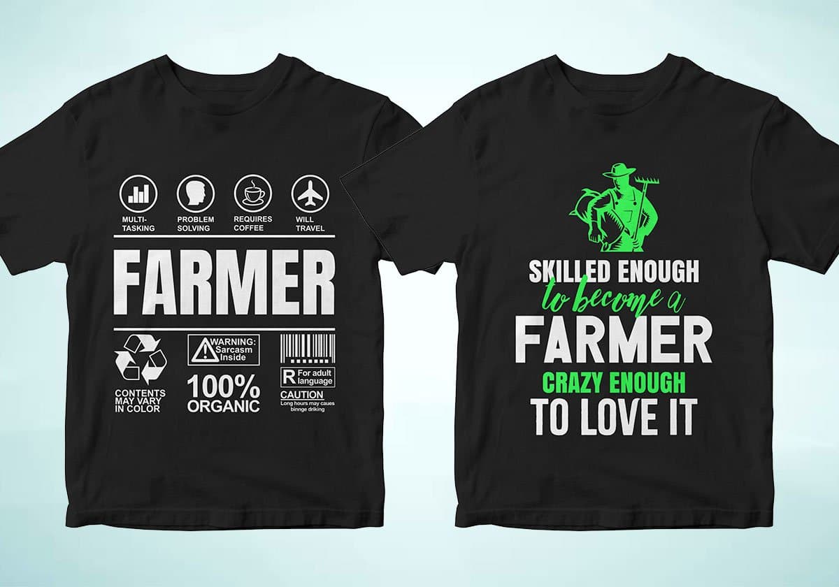Farmer 25 Editable T-shirt Designs Bundle