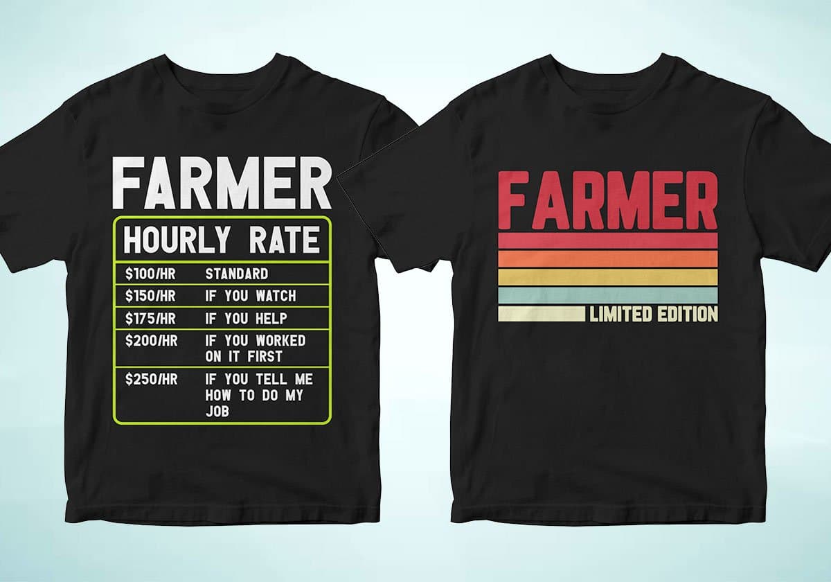 Farmer 25 Editable T-shirt Designs Bundle