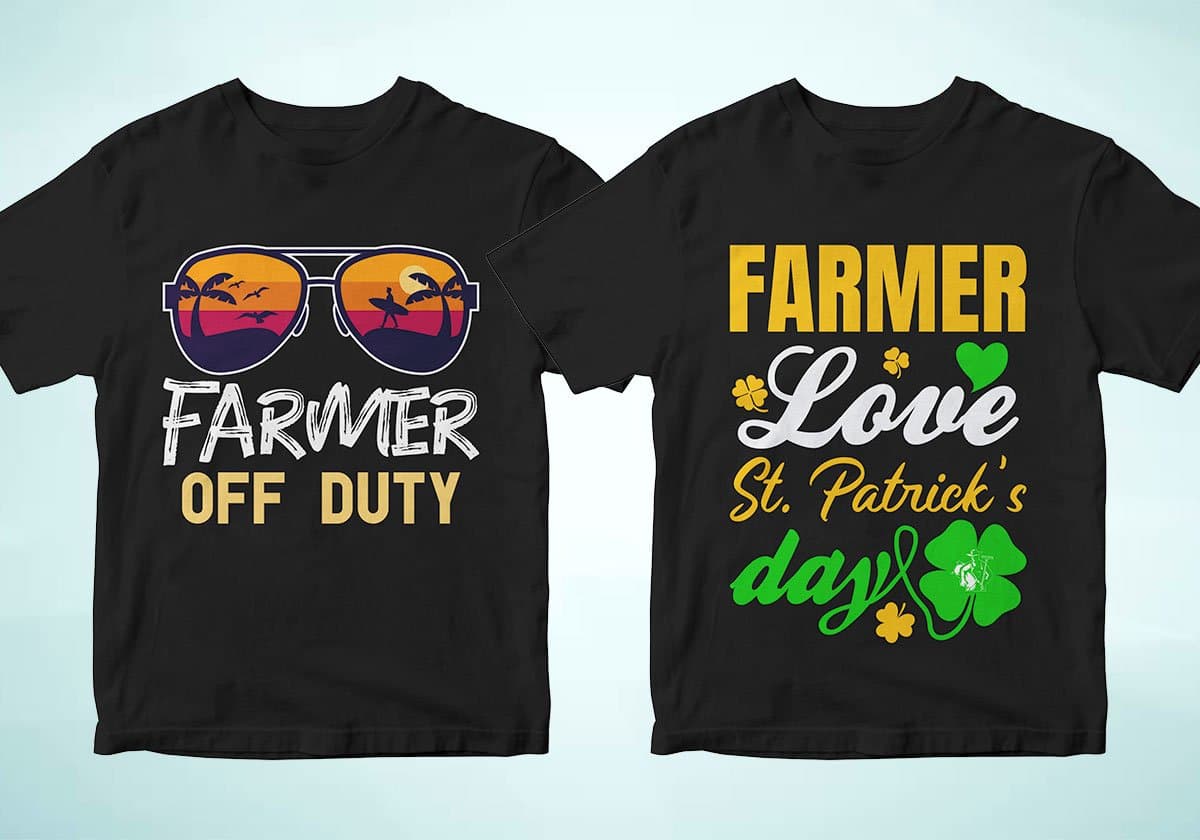 Farmer 25 Editable T-shirt Designs Bundle