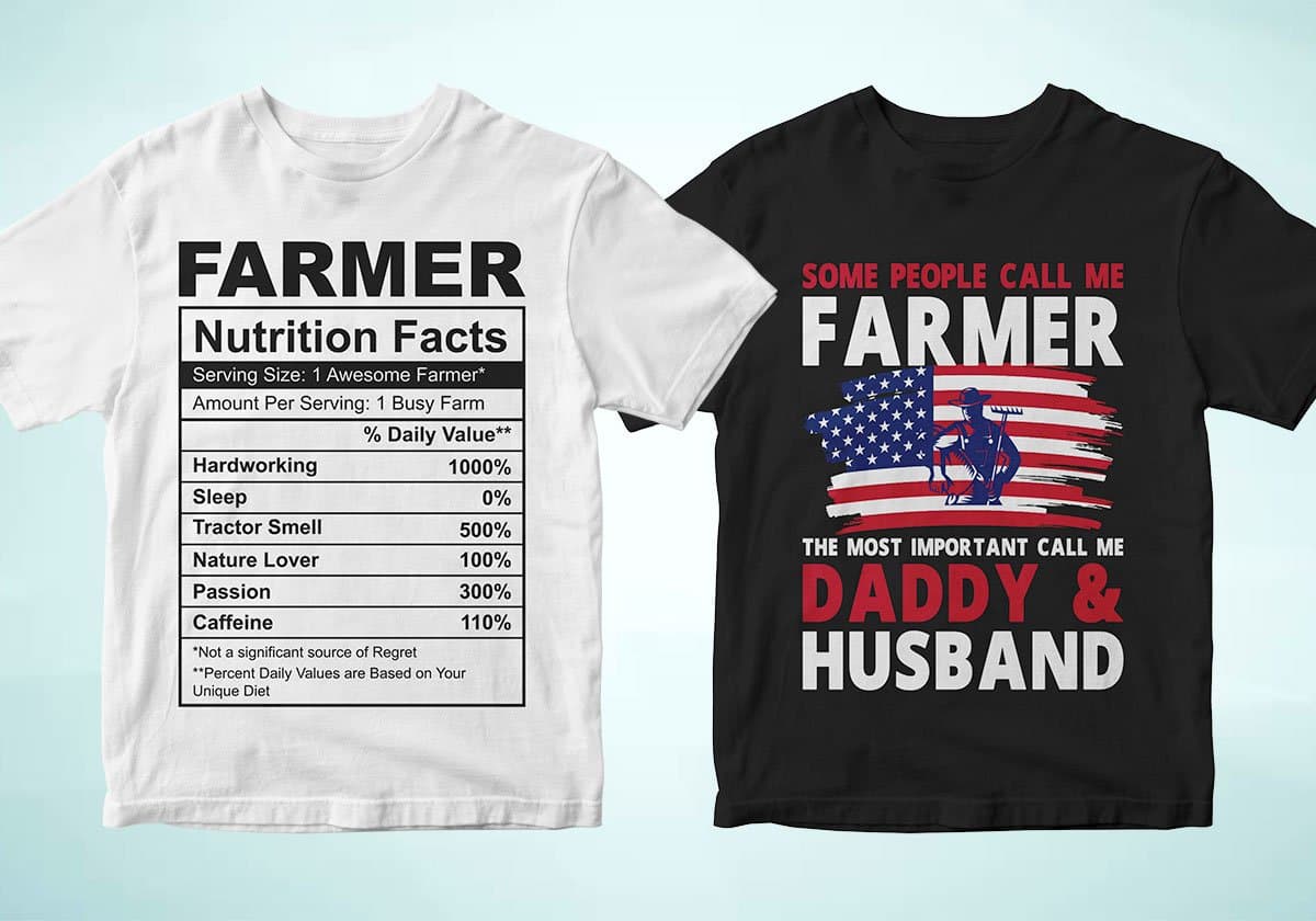 Farmer 25 Editable T-shirt Designs Bundle