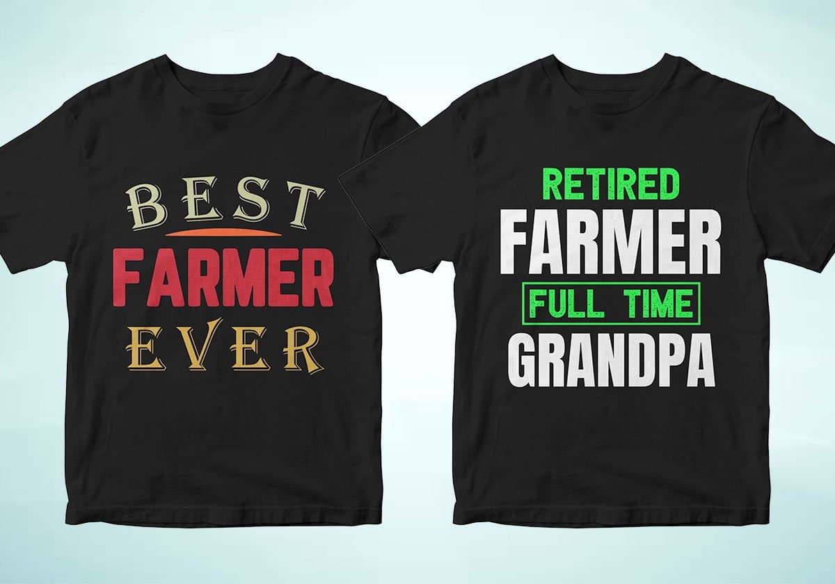 Farmer 25 Editable T-shirt Designs Bundle
