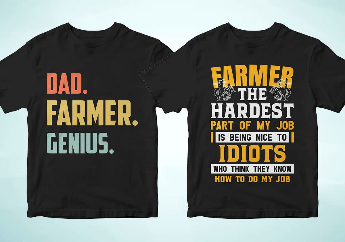 Farmer 25 Editable T-shirt Designs Bundle