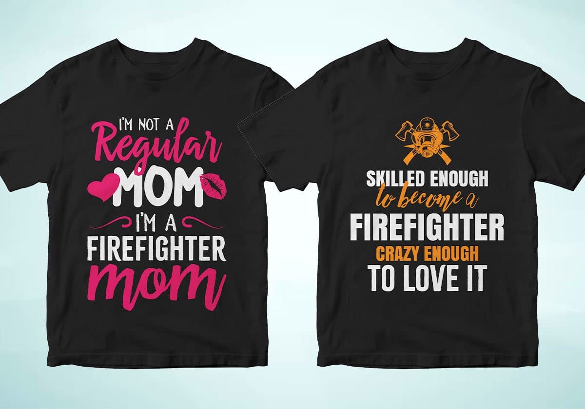Firefighter 25 Editable T-shirt Designs Bundle