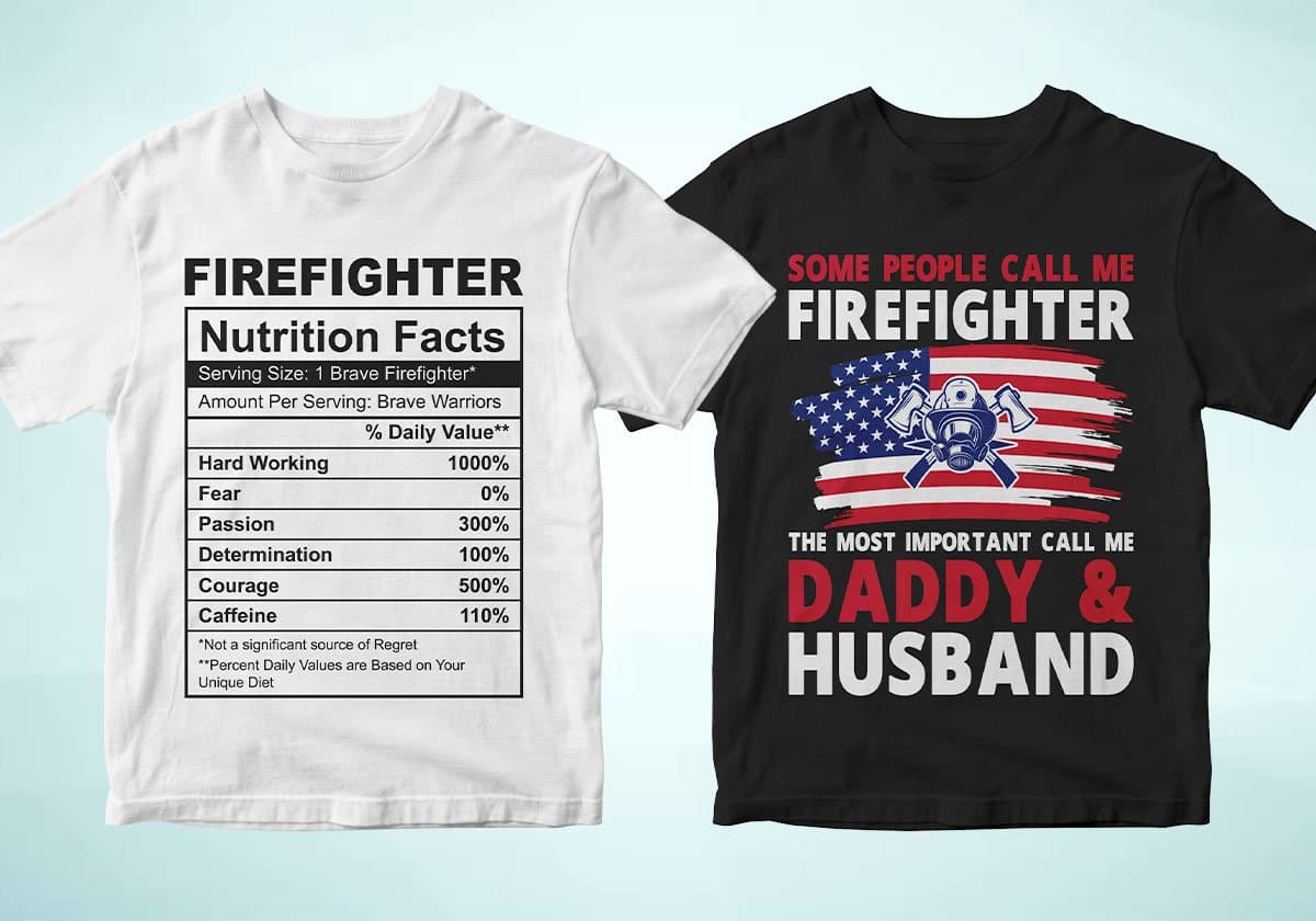 Firefighter 25 Editable T-shirt Designs Bundle