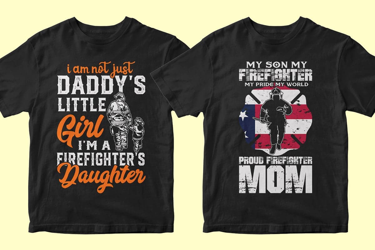 Firefighter 50 Editable T-shirt Designs Bundle Part 2