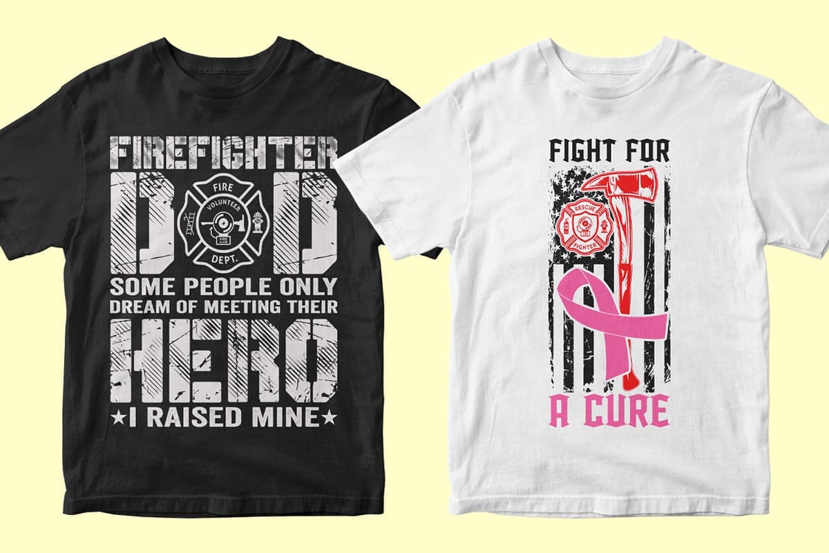 Firefighter 50 Editable T-shirt Designs Bundle Part 2