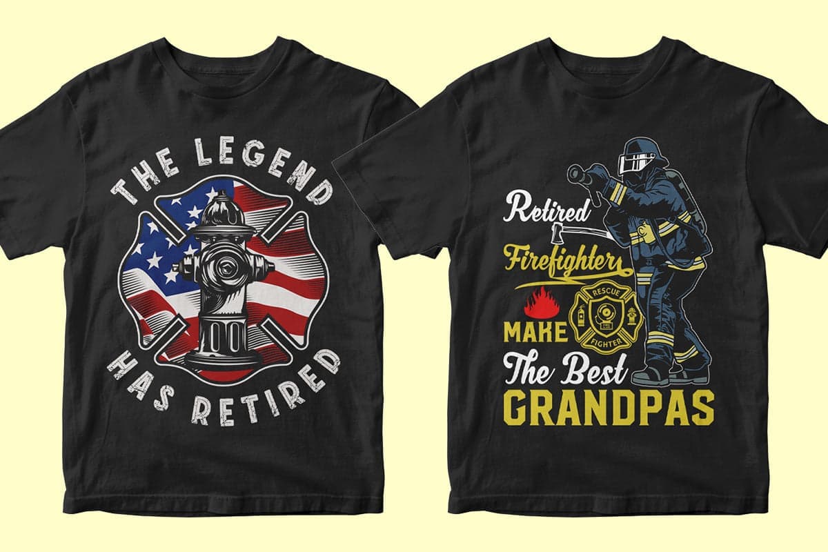 Firefighter 50 Editable T-shirt Designs Bundle Part 2