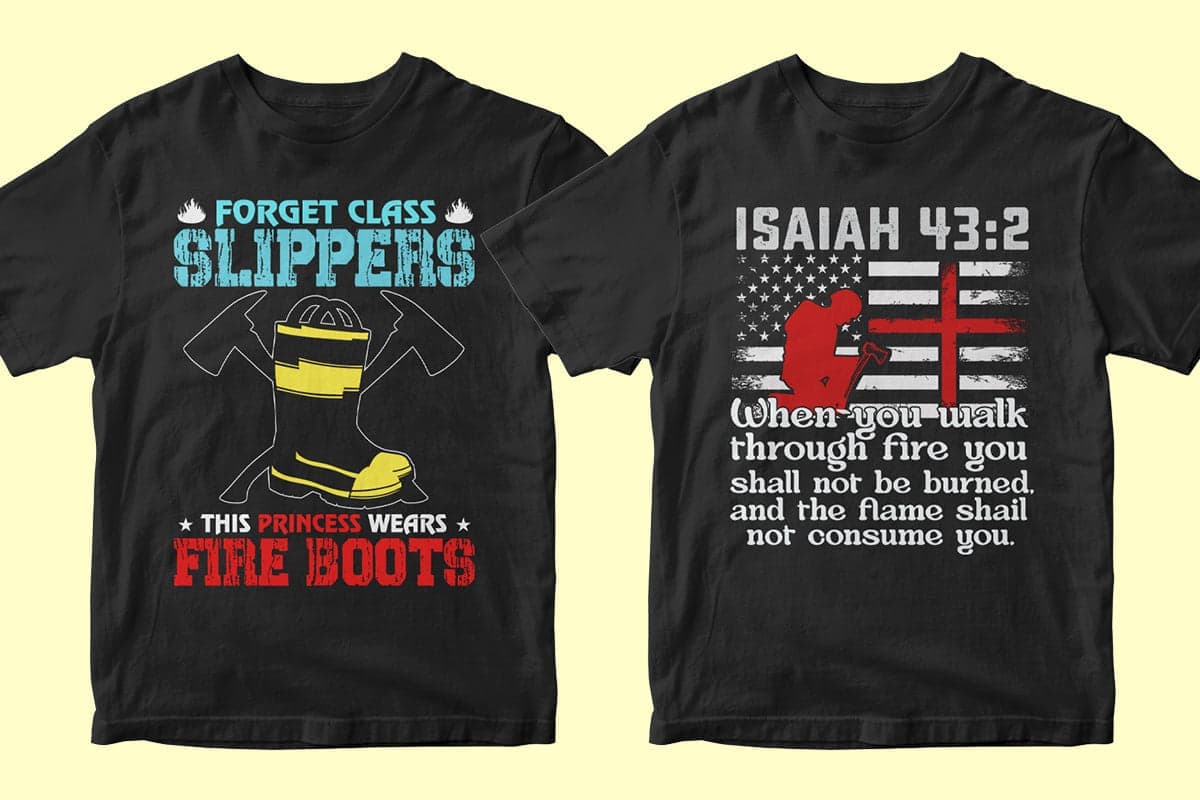 Firefighter 50 Editable T-shirt Designs Bundle Part 2