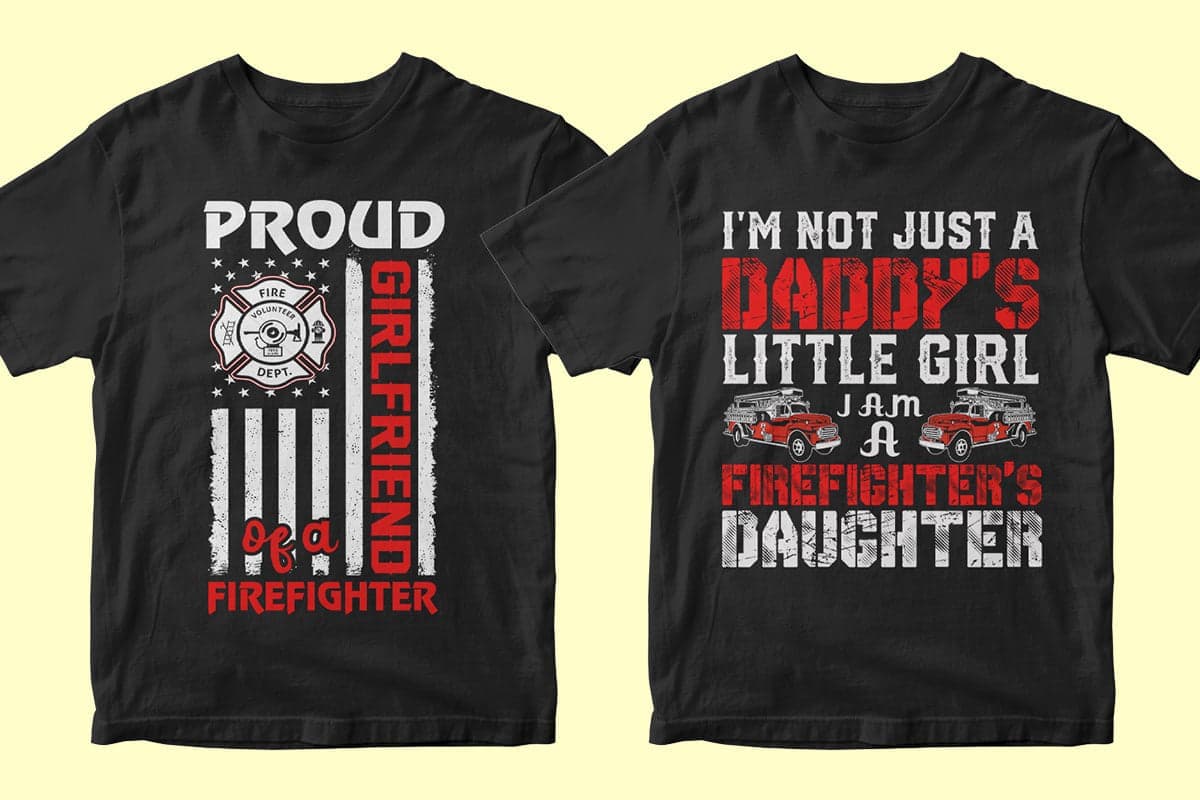 Firefighter 50 Editable T-shirt Designs Bundle Part 2