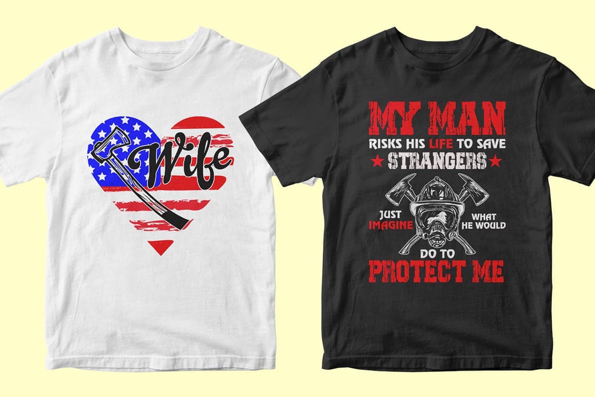 Firefighter 50 Editable T-shirt Designs Bundle Part 2