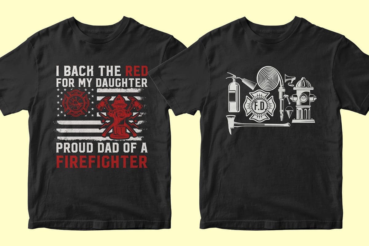 Firefighter 50 Editable T-shirt Designs Bundle Part 2