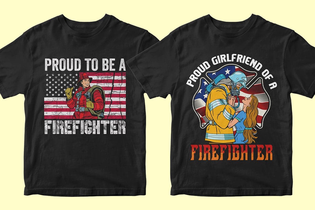 Firefighter 50 Editable T-shirt Designs Bundle Part 2