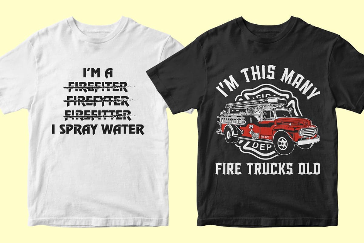 Firefighter 50 Editable T-shirt Designs Bundle Part 2