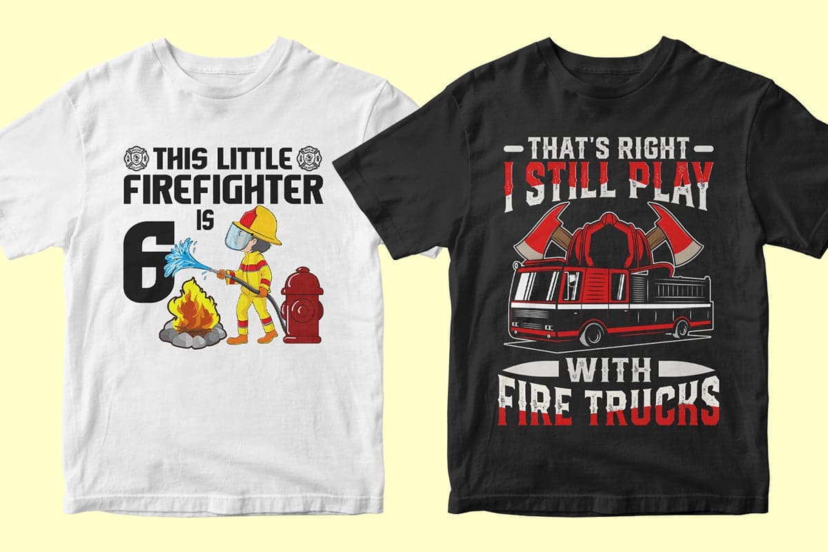 Firefighter 50 Editable T-shirt Designs Bundle Part 2