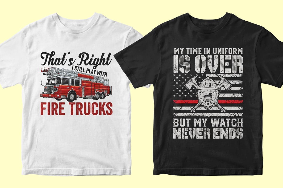 Firefighter 50 Editable T-shirt Designs Bundle Part 2