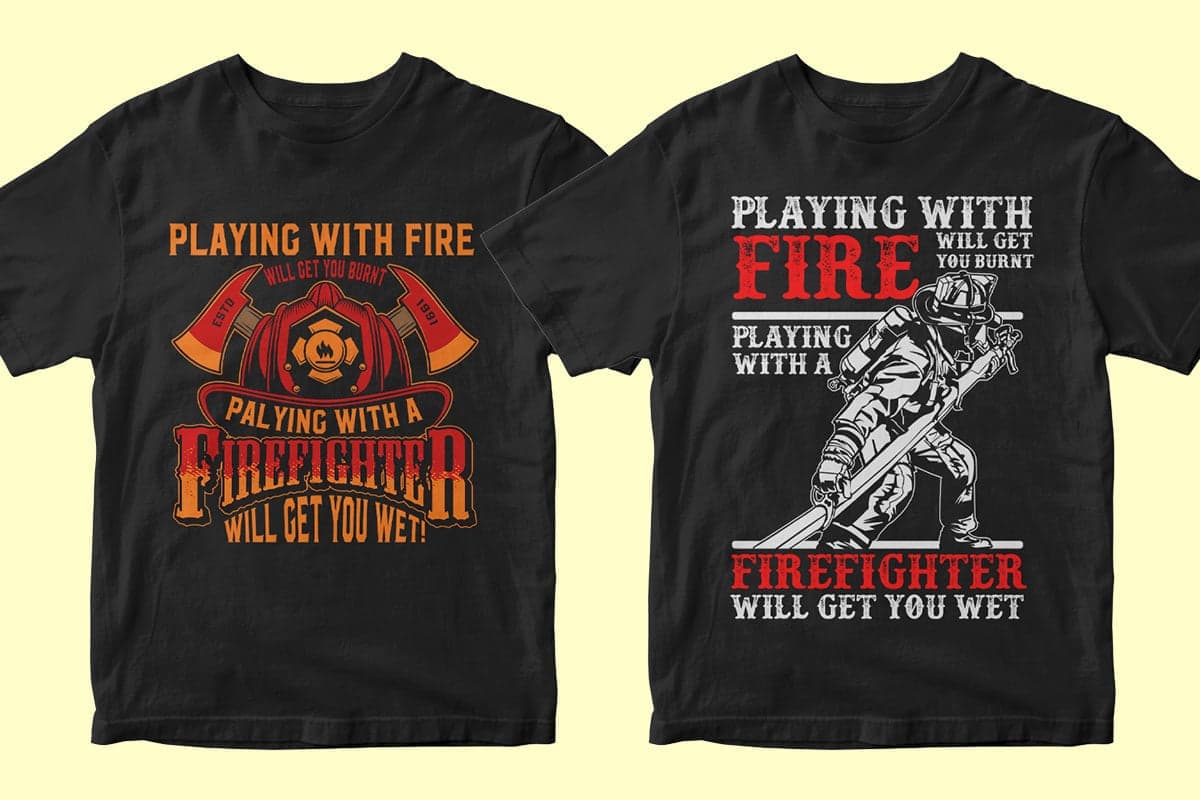 Firefighter 50 Editable T-shirt Designs Bundle Part 2